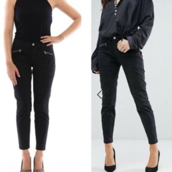 J Brand Moto Jeans Genesis Black Zip Pocket Skinny Size 28 - Picture 1 of 16